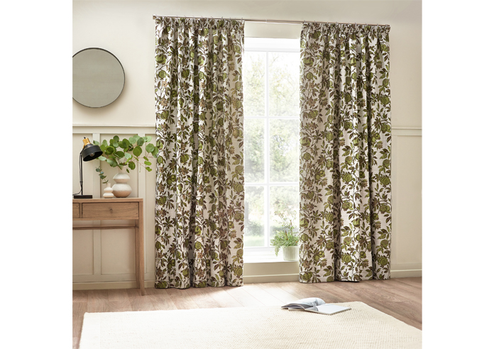 Pomegranate Pencil Pleat, Green - Ready Made Curtains - Image 7